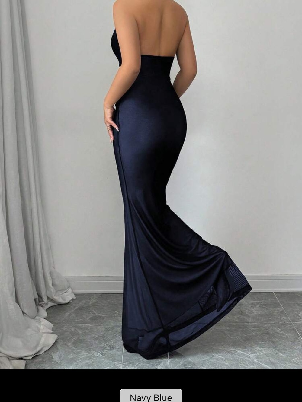 SHEIN Black Halter Ruched Maxi Dress - Picture 2 of 4